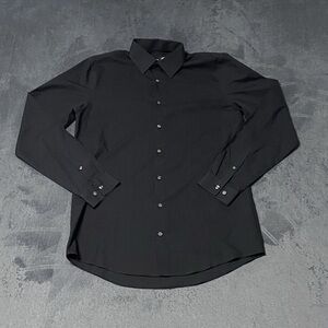 J.Ferrar Dress Shirt Mens M Black Button Up Slim Fit Collared Long Sleeve JF